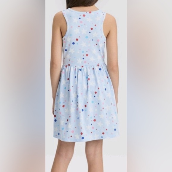 NWT - Cat & Jack Light Blue Star Print Sleeveless Dress Size M (8) - Picture 2 of 5